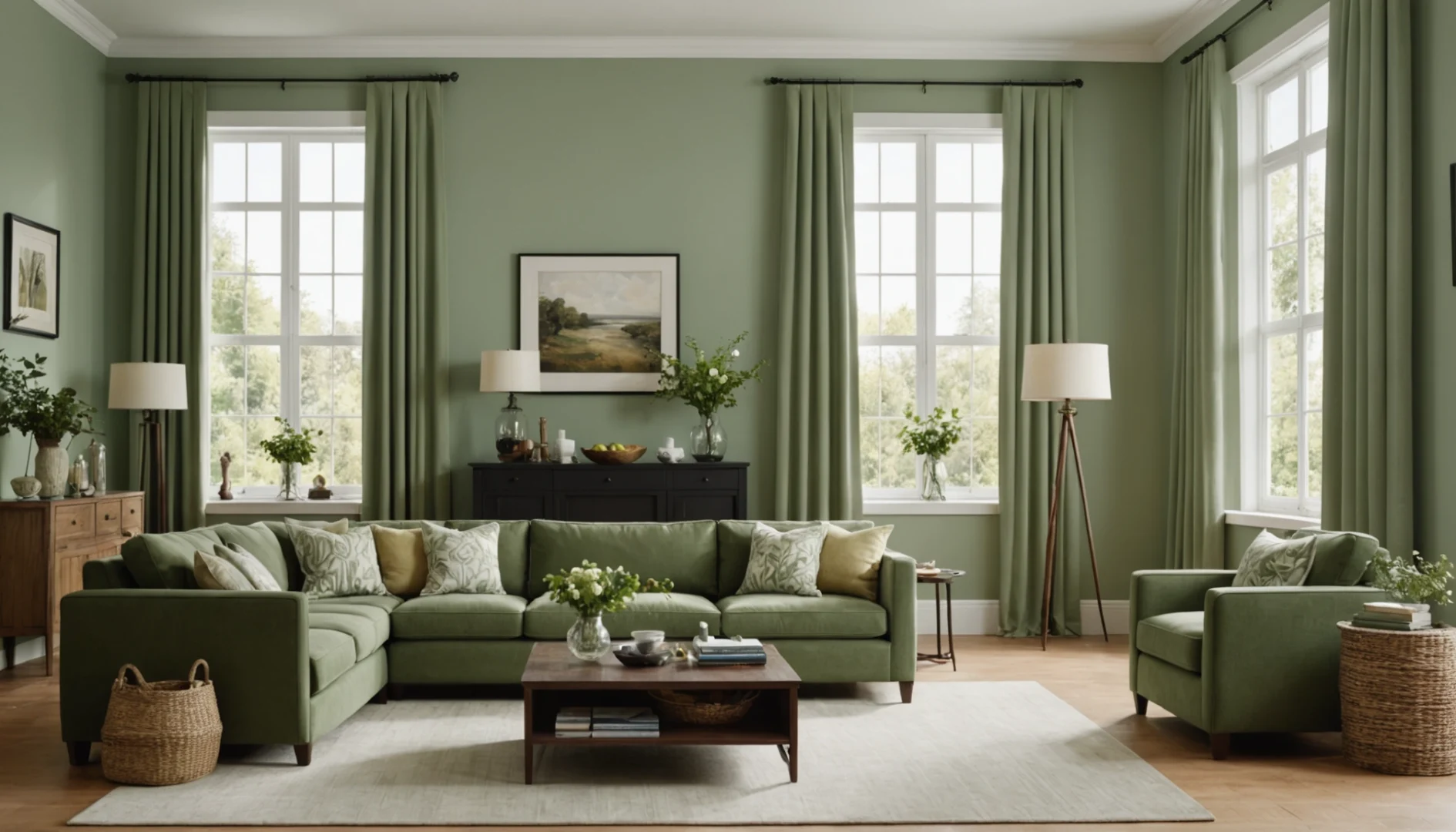 quelle couleur rideau avec mur vert sauge