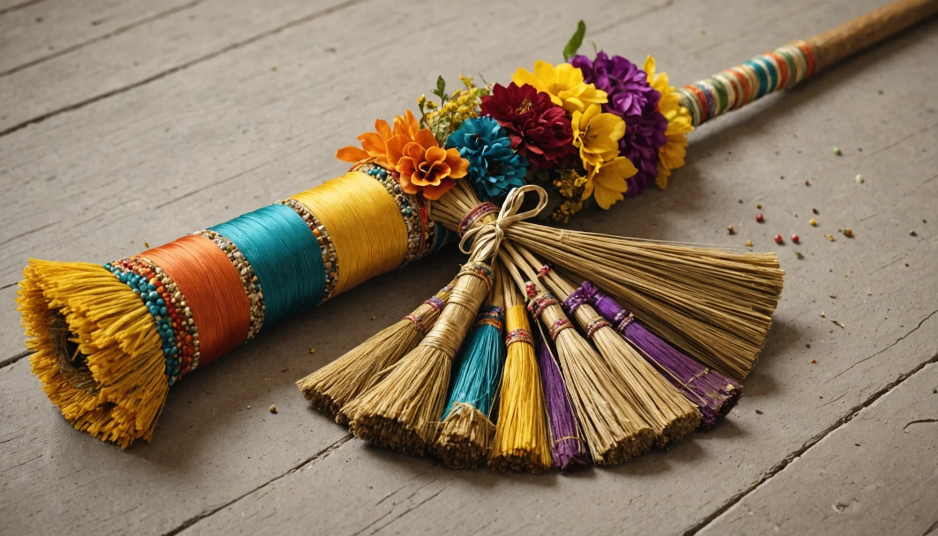 balai décoré pour la fête du bouquet
