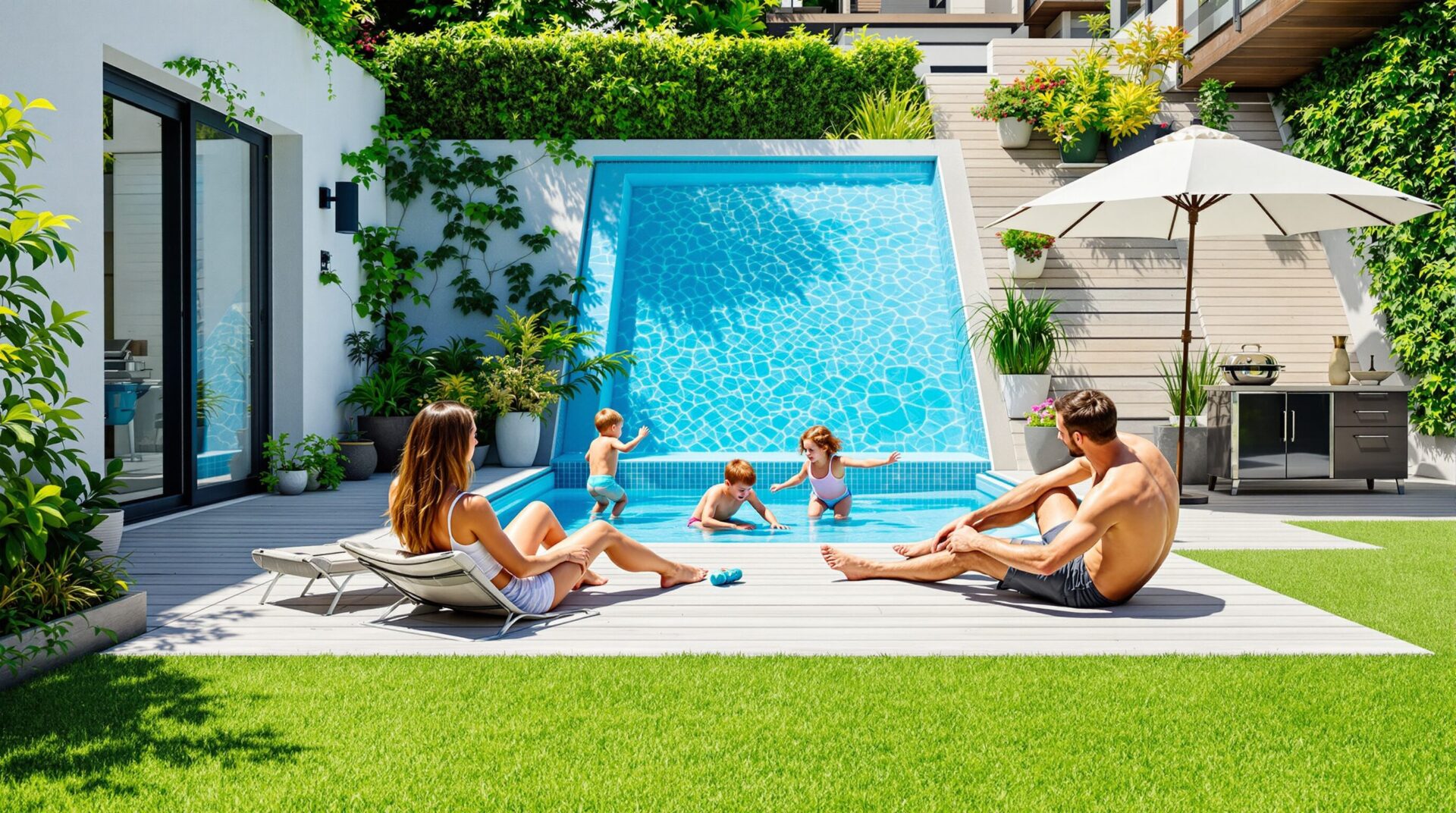 jardin 100m2 avec piscine