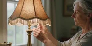 abat-jour ancien à franges