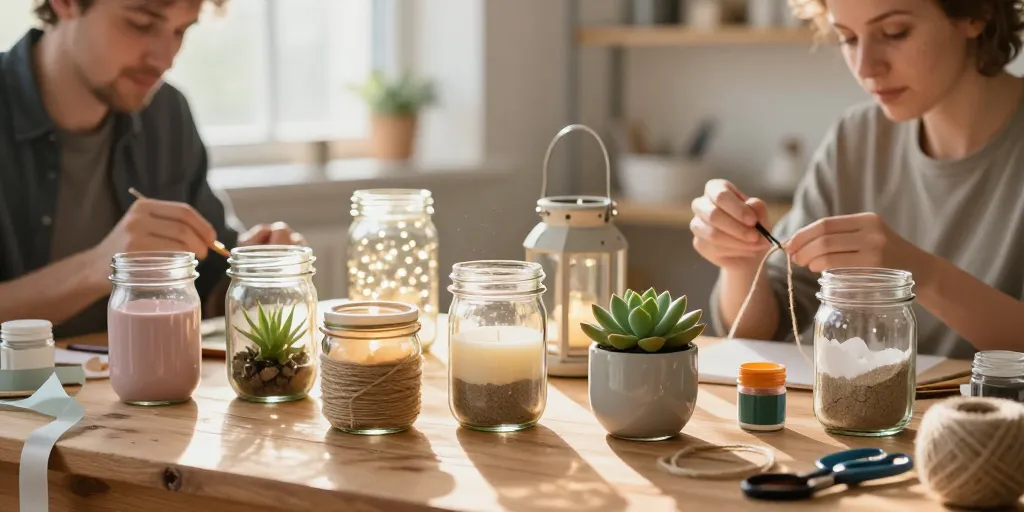 idee deco bricolage avec bocal en verre