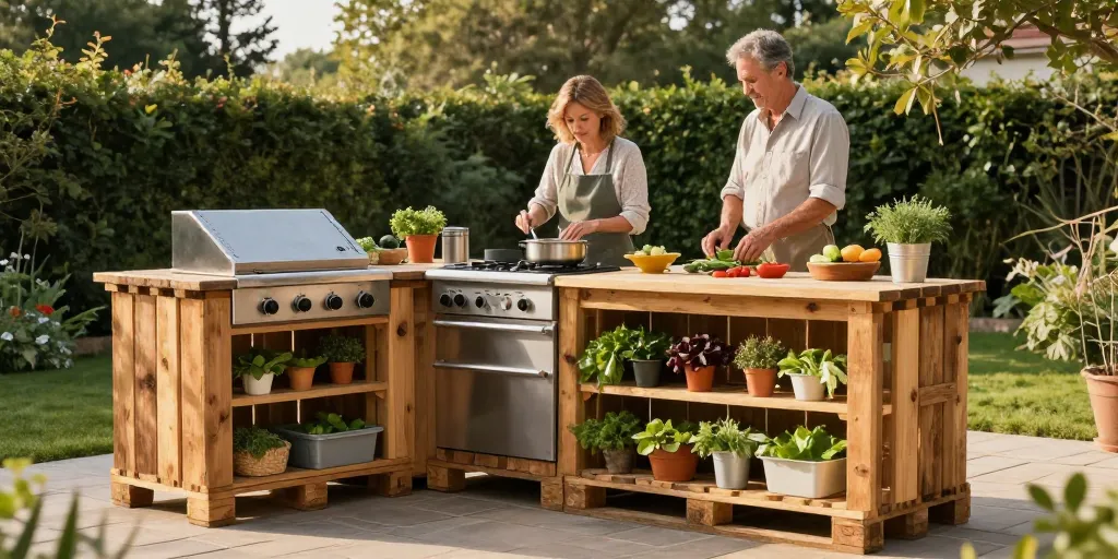 cuisine en palette exterieur