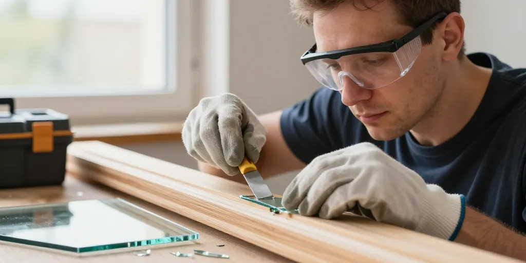 réparer une vitre cassée